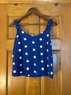 Polka Dot Navy Sleeveless Tank Top